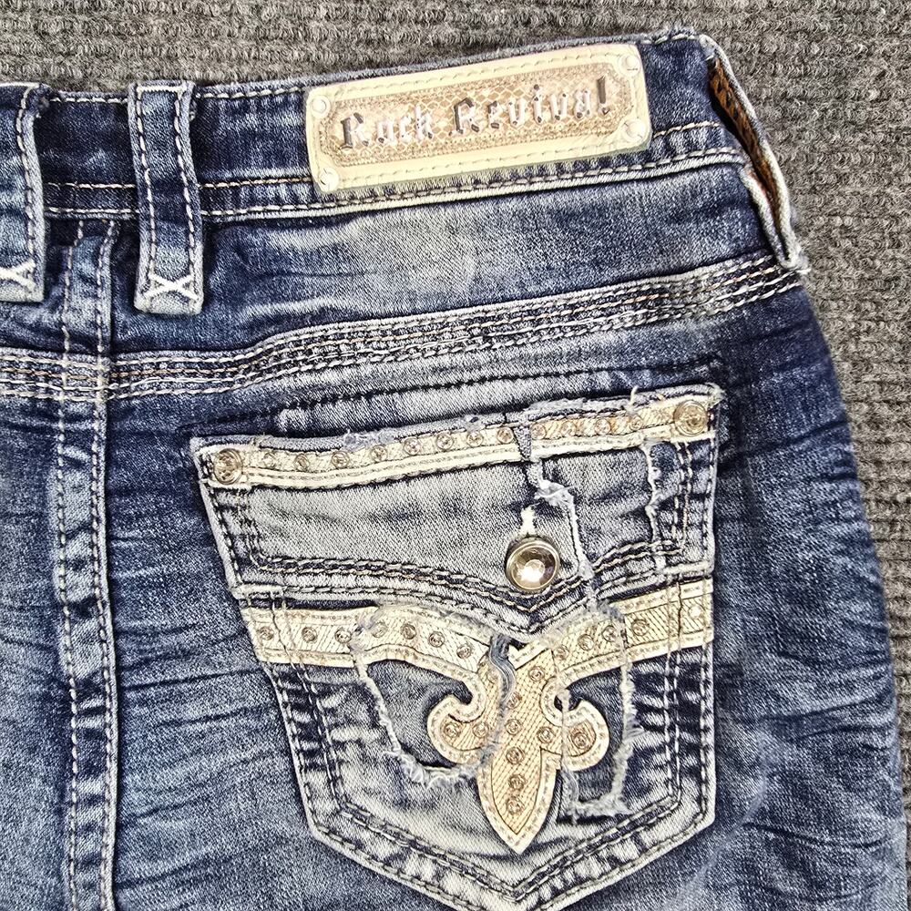Rock Revival Jeans Womens Arjean 32x25 Blue Easy Ankle Skinny Distressed - Picture 6 of 9